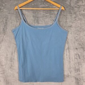 Pact Top 2XL Blue Cami Tank Organic Fitted Sustainable Shelf Bra Casual Stretch